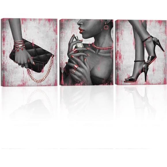Elegant African American Black Woman Canvas Wall Art